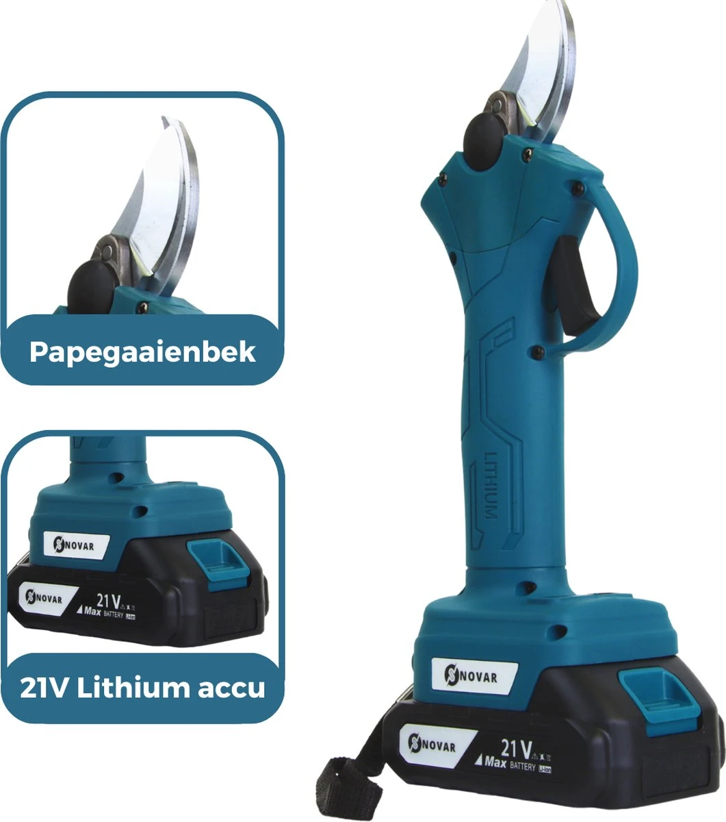 NovarGarden® Elektrische Snoeischaar NG1 - 2x Accu - Elektrisch - Takkenschaar - Op Batterij - 28mm - Afbeelding 7