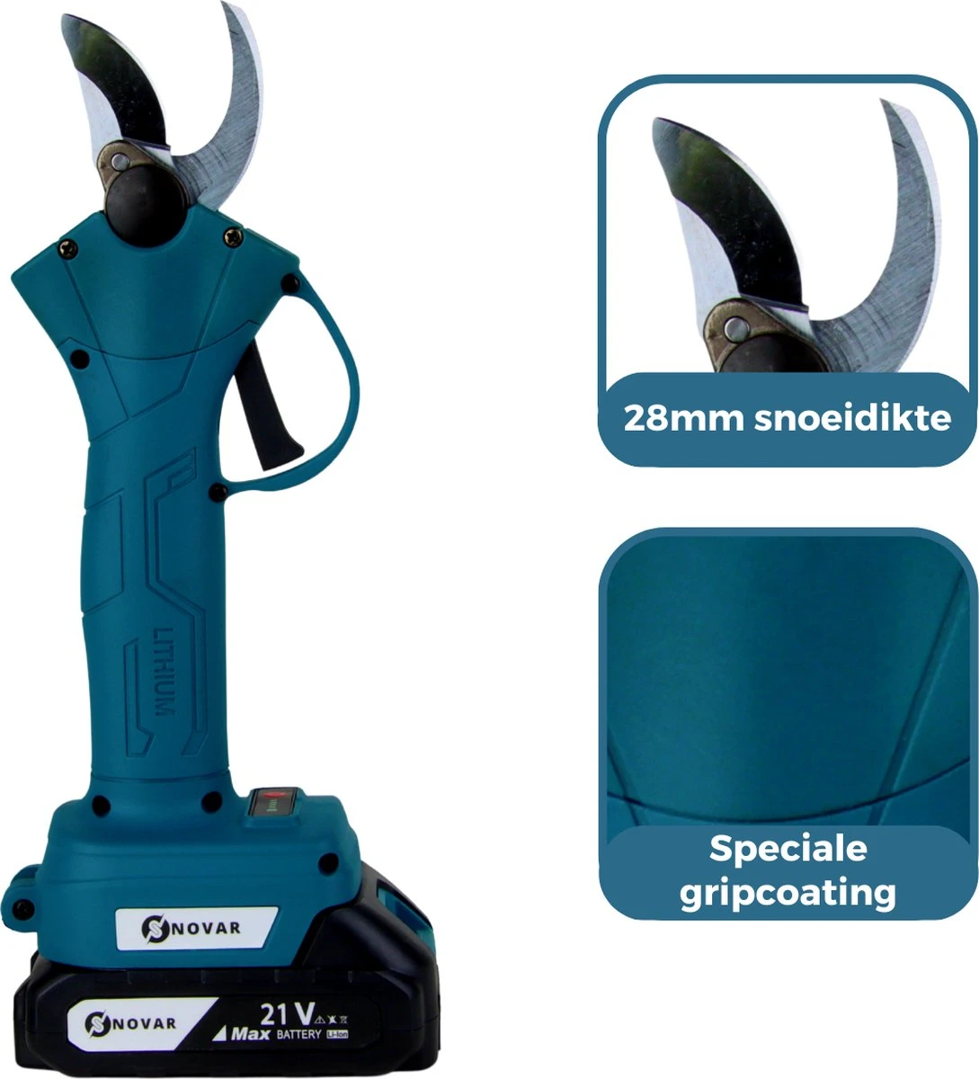 NovarGarden® Elektrische Snoeischaar NG1 - 2x Accu - Elektrisch - Takkenschaar - Op Batterij - 28mm - Afbeelding 6