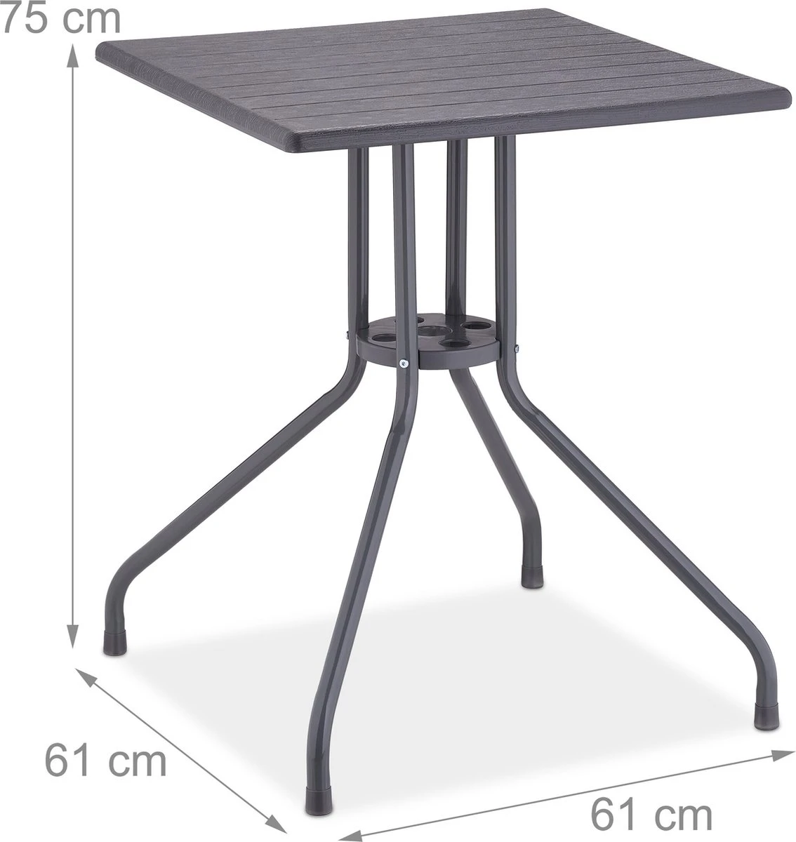 Relaxdays Tuintafel Vierkant - Buitentafel - Kleine Eettafel Tuin - Balkontafel Kunststof - Afbeelding 4