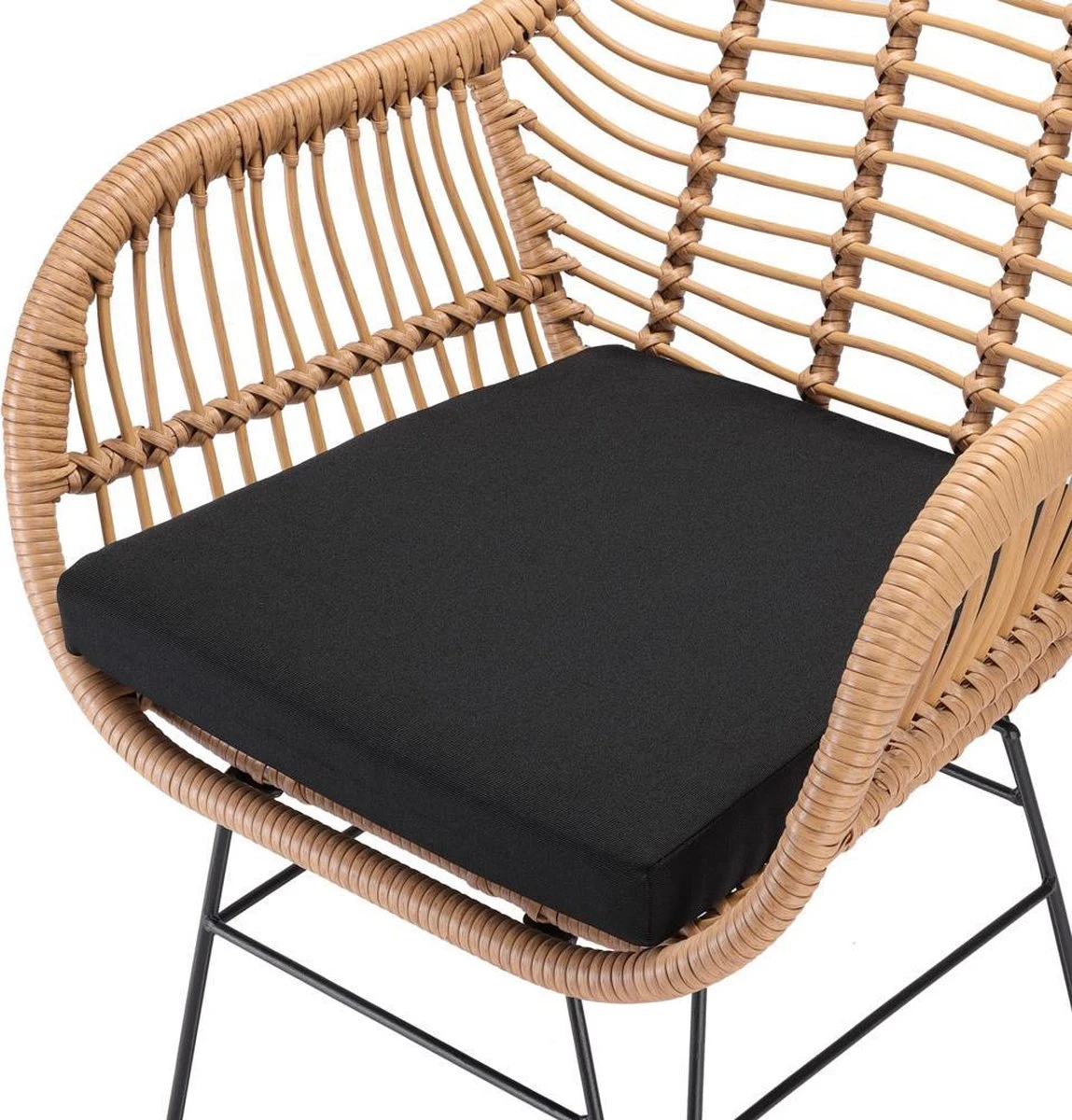 Casaria Tuinset Bali 3 Delig – 1 Tafel/2 Stoelen – Naturel Zwart - Afbeelding 11