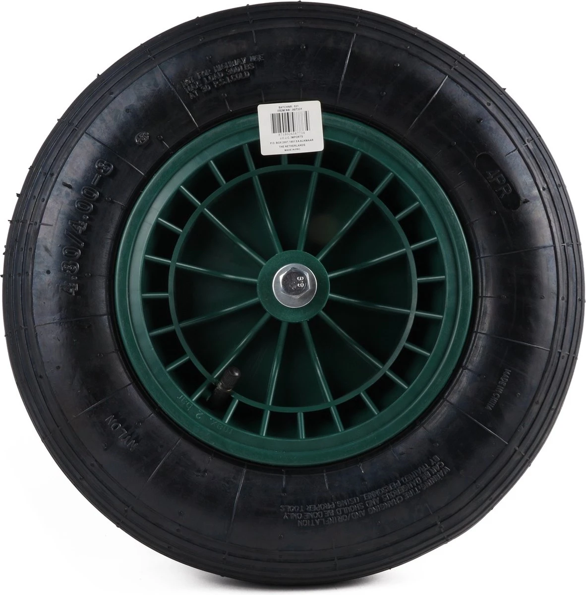 Kruiwagen Wiel 4.00 - 8 Luchtband Lijnprofiel - Asdiameter 20mm - Afbeelding 8