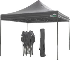 MaxxGarden Easy-up Partytent - 3x3m - Standaard - Waterdicht - Opvouwbaar - Inclusief Draagtas - Antraciet