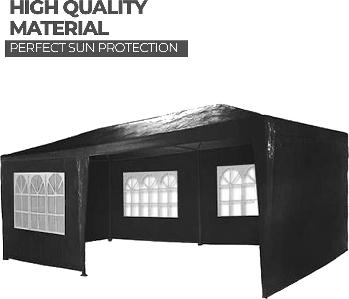 MaxxGarden Partytent - Paviljoen - 3x6m - Incl. Zijwanden - Waterdicht - Zwart - Afbeelding 4