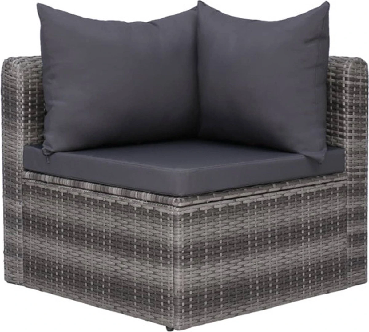 VidaXL 3-delige Loungeset Met Kussens Poly Rattan Grijs - Afbeelding 4