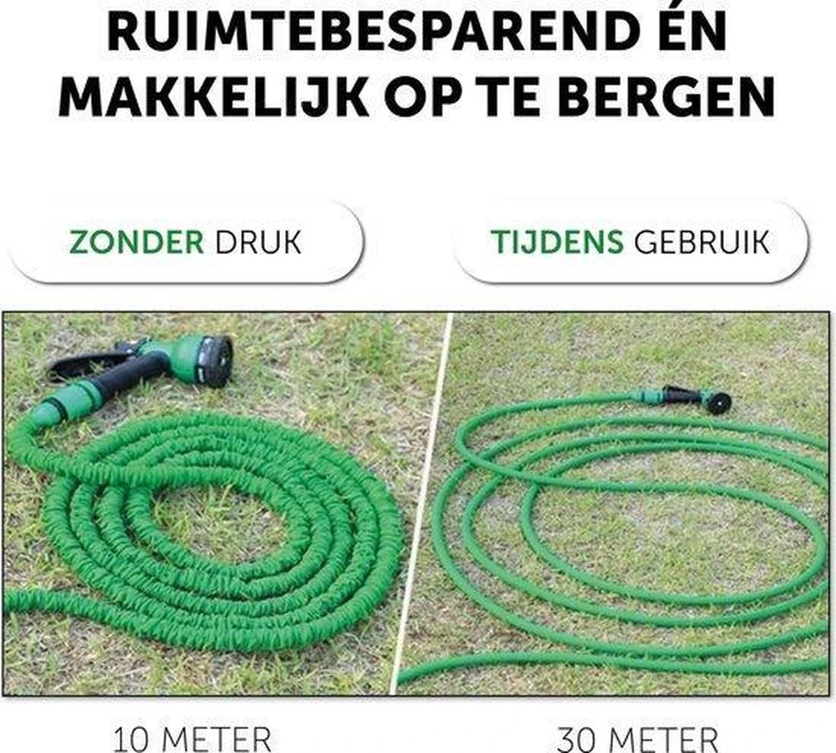 Merkloos Tuinslang - Tuinslag Flexibel - Tuinslag Flexibel 15M -15 Meter - Tuinslangen - Uitrekbaar - Met Koppelstuk - 7 In 1 Sproeikop - Afbeelding 7