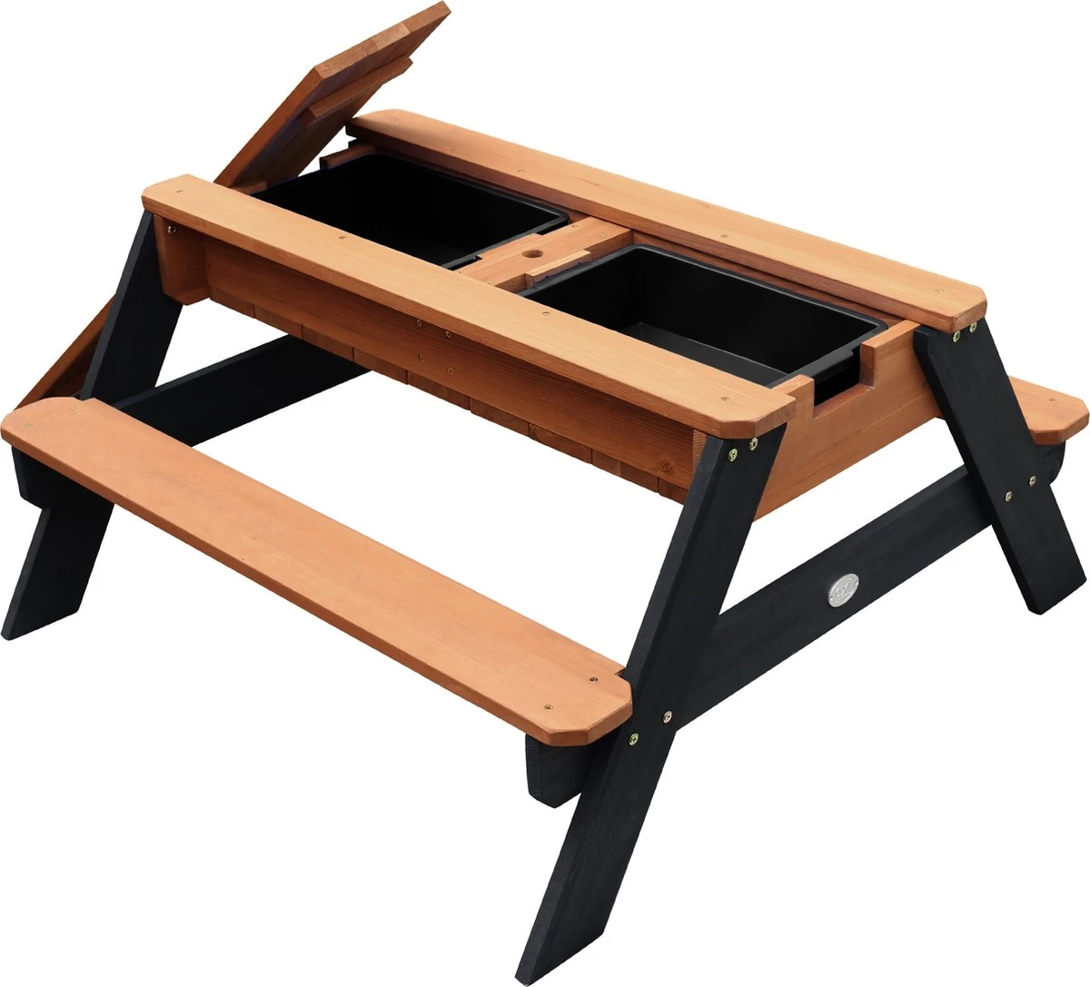 AXI Nick Zand & Water Picknicktafel In Antraciet/Bruin - Parasol Blauw/Wit - Picknick Tafel Voor Kinderen Van Hout - Afbeelding 10