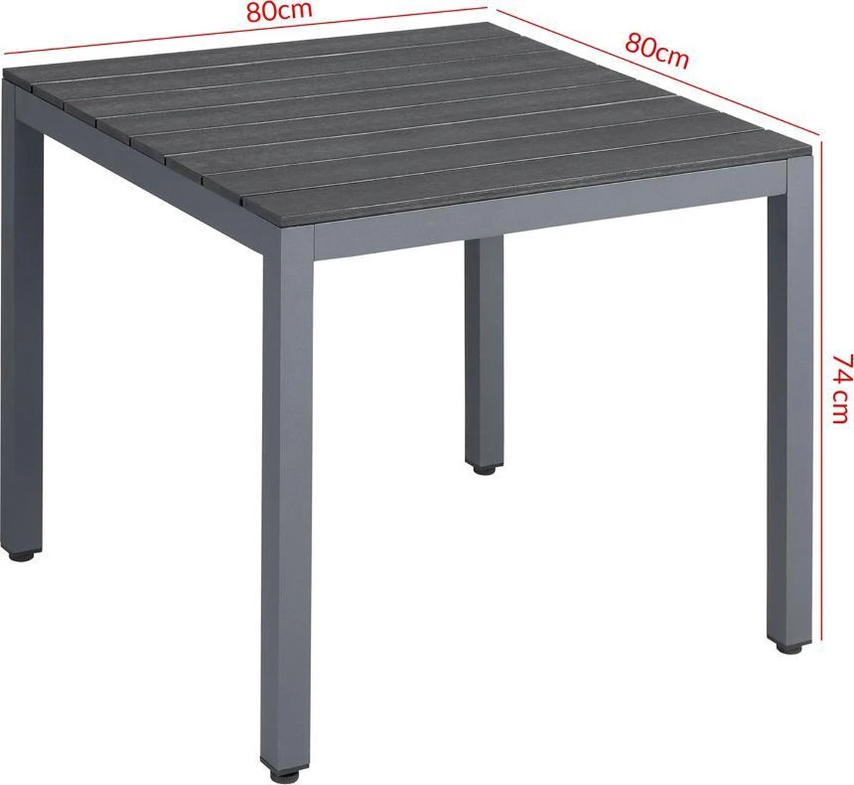 Tuinset 4 + 1 Klapstoelen Tuintafel – Aluminium 80x80cm - Grijs - Afbeelding 6