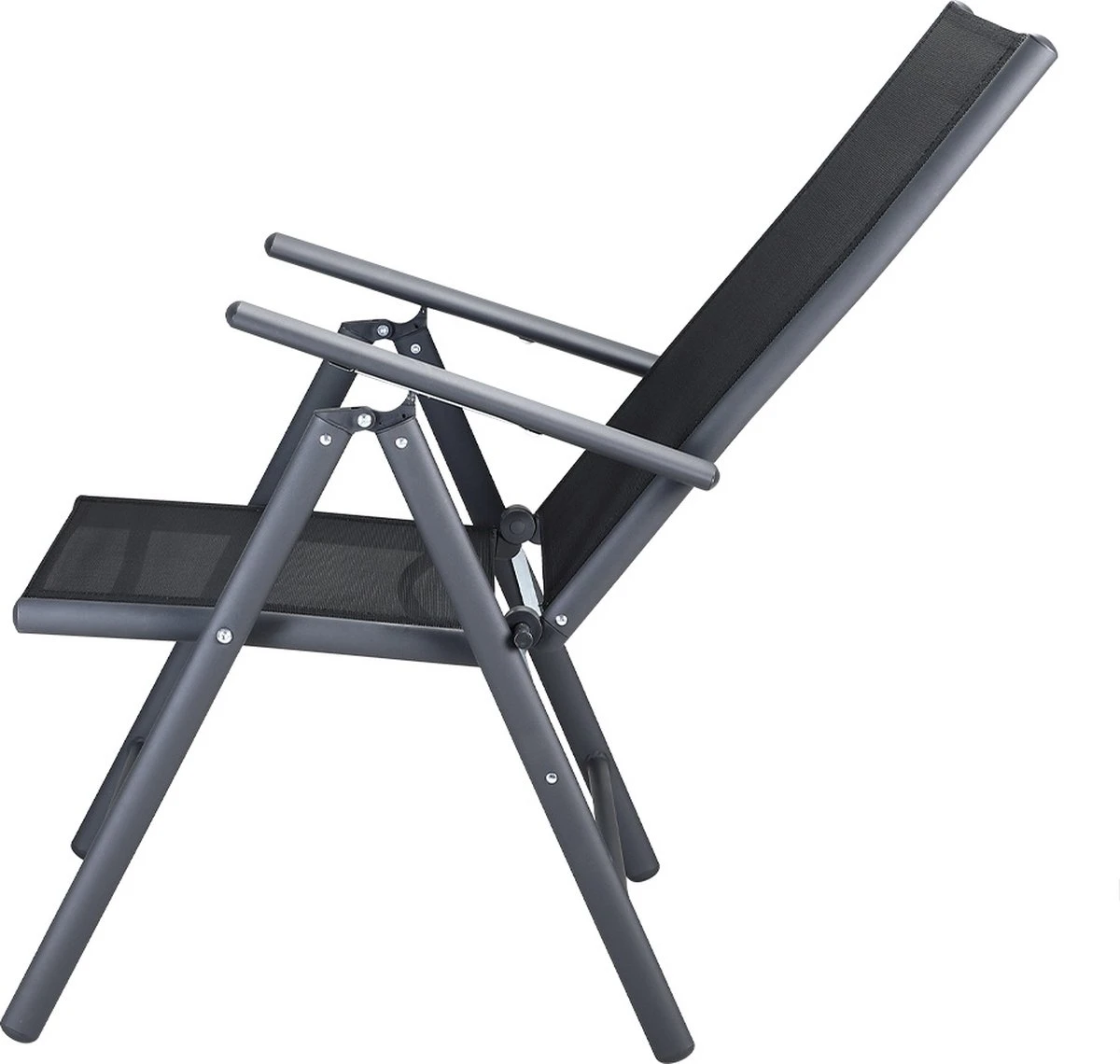 Tuinset 4 + 1 Klapstoelen Tuintafel – Aluminium 80x80cm - Grijs - Afbeelding 12