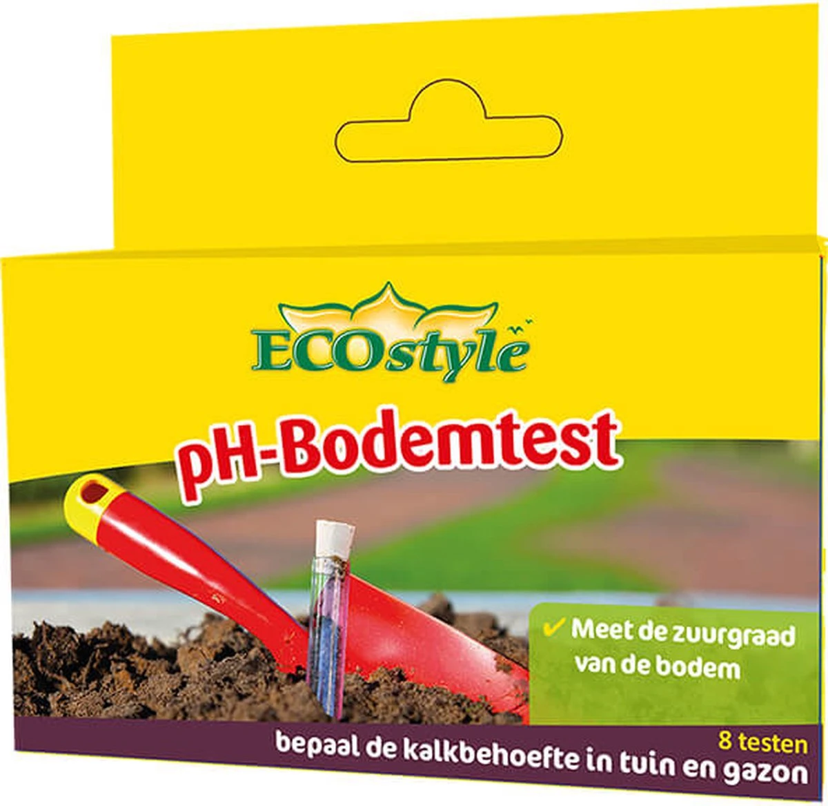 ECOstyle PH Bodemtest - Zuurtegraad Meter Voor Grond - Bepaal Kalk Behoefte Voor Tuin En Gazon - 8 Testen