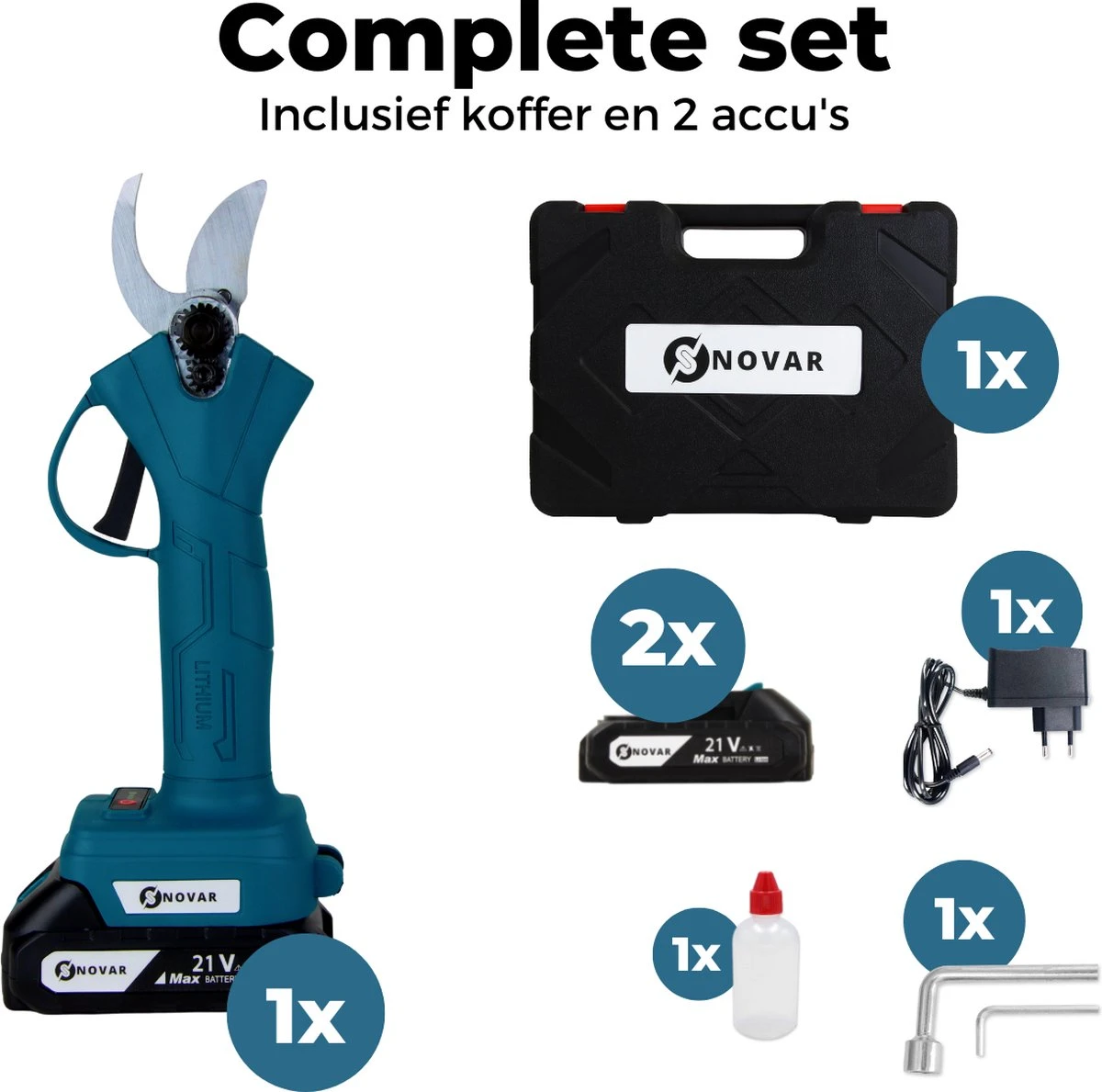 NovarGarden® Elektrische Snoeischaar NG1 - 2x Accu - Elektrisch - Takkenschaar - Op Batterij - 28mm - Afbeelding 11