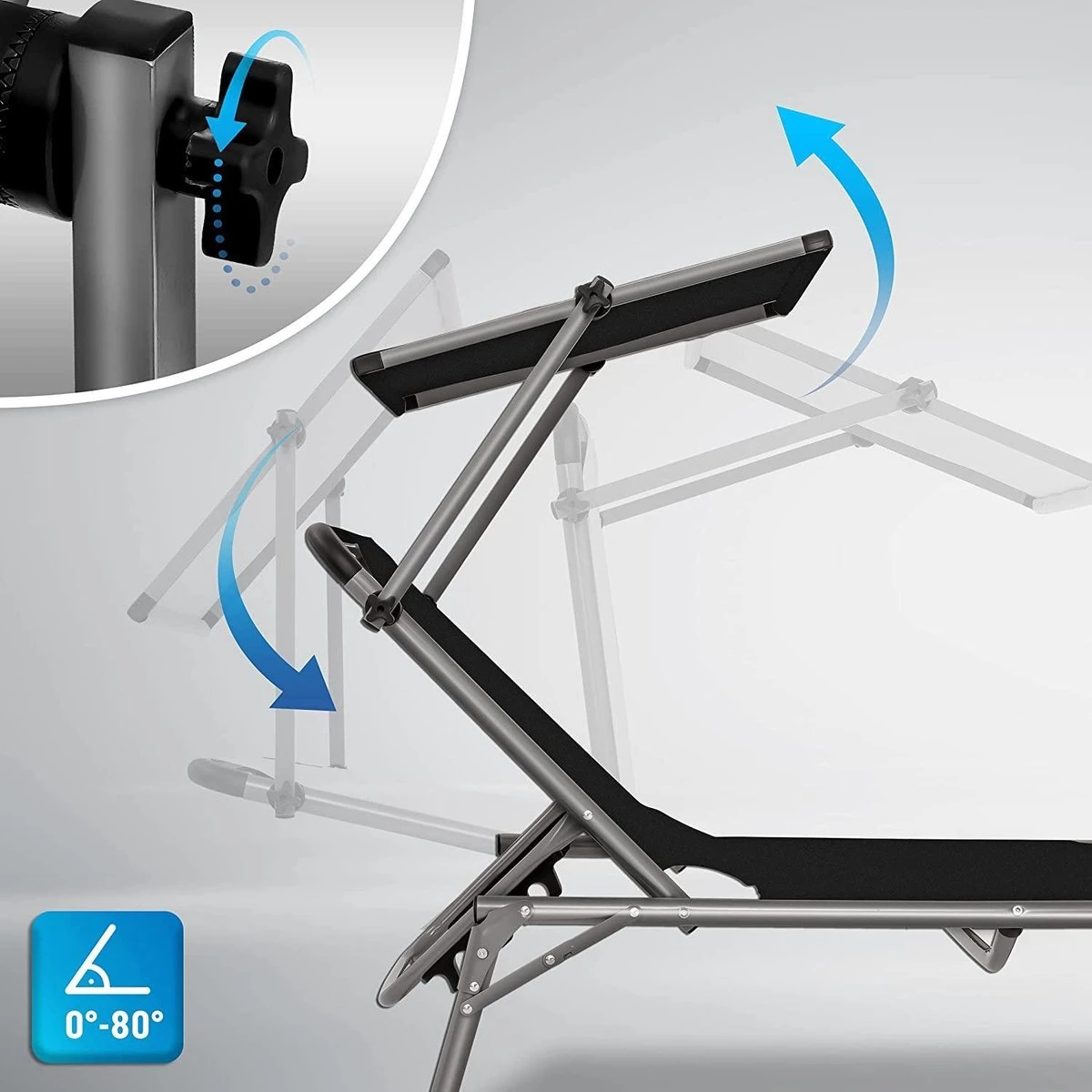 Sens Design Zonnebed - Ligbed Inklapbaar Met Zonneklep - Zwart - Afbeelding 7