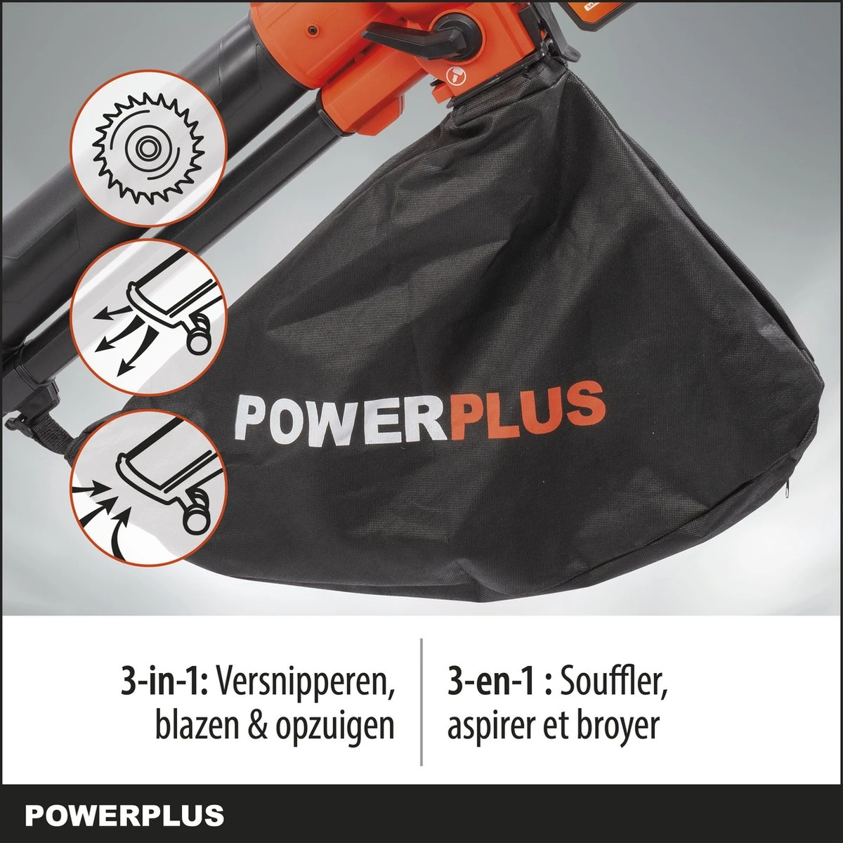 Powerplus Dual Power POWDPG75270 Bladblazer - Bladzuiger En -versnipperaar - Brushless - Blazen - Zuigen - Versnipperen - Excl. Accu En Lader - Incl. Opvangzak 45L - Afbeelding 7