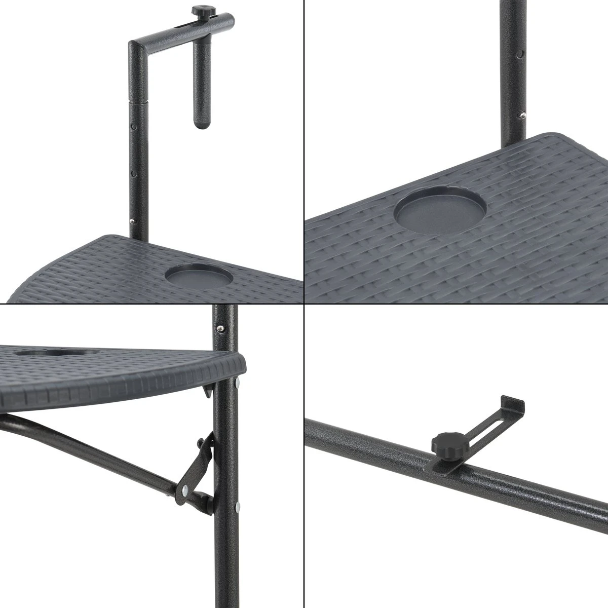 Balkontafel Cicala Inklapbaar 83,5x60x64 Cm Donkergrijs - Afbeelding 7