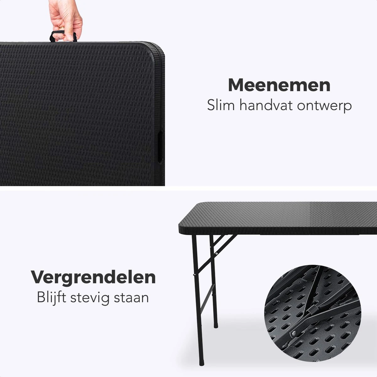 LifeGoods Klaptafel - Inklapbaar - 120 Cm - 4 Personen - Zwart - Afbeelding 5