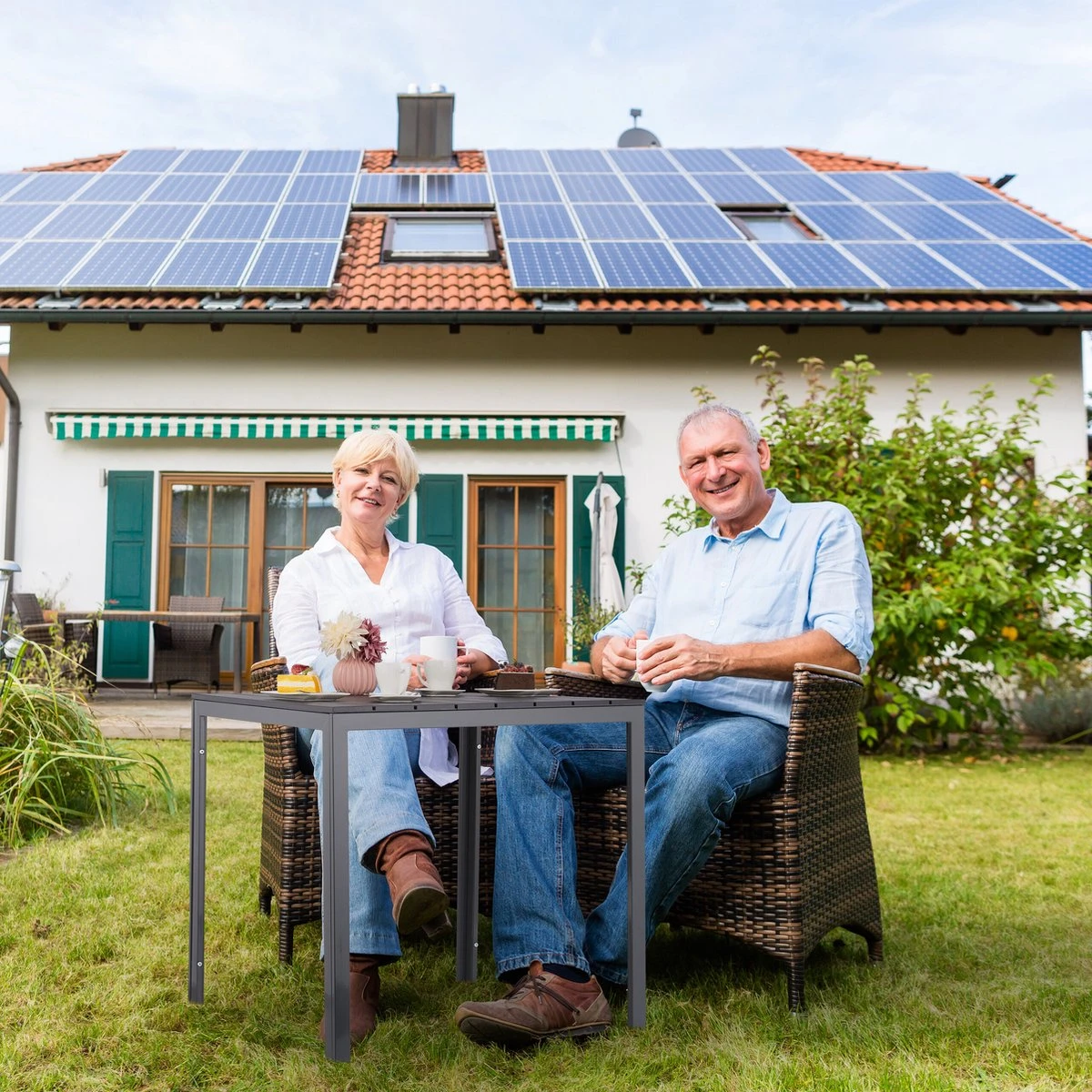 Relaxdays Tuintafel Vierkant - Grijze Buitentafel - Eettafel Tuin - Moderne Balkontafel - Afbeelding 2