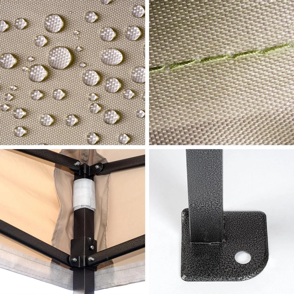 LifeGoods Partytent - 3x3 M - Easy Up - Opvouwbaar - Waterdicht - Draagtas Met Wieltjes - Beige - Afbeelding 8