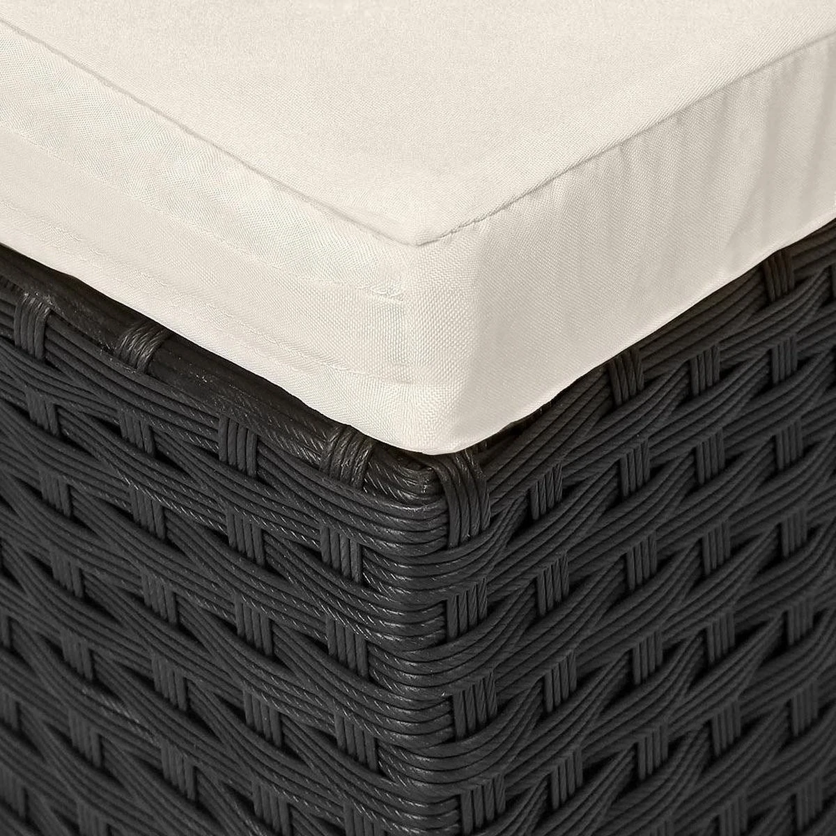 Casaria Polyrattan Zonne-Eiland Ø185cm – Incl. Kussens - Zwart Crème - Afbeelding 4