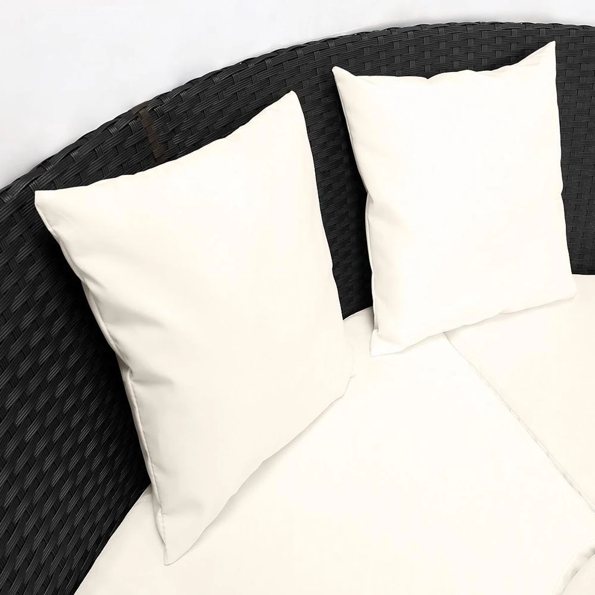 Casaria Polyrattan Zonne-Eiland Ø185cm – Incl. Kussens - Zwart Crème - Afbeelding 11