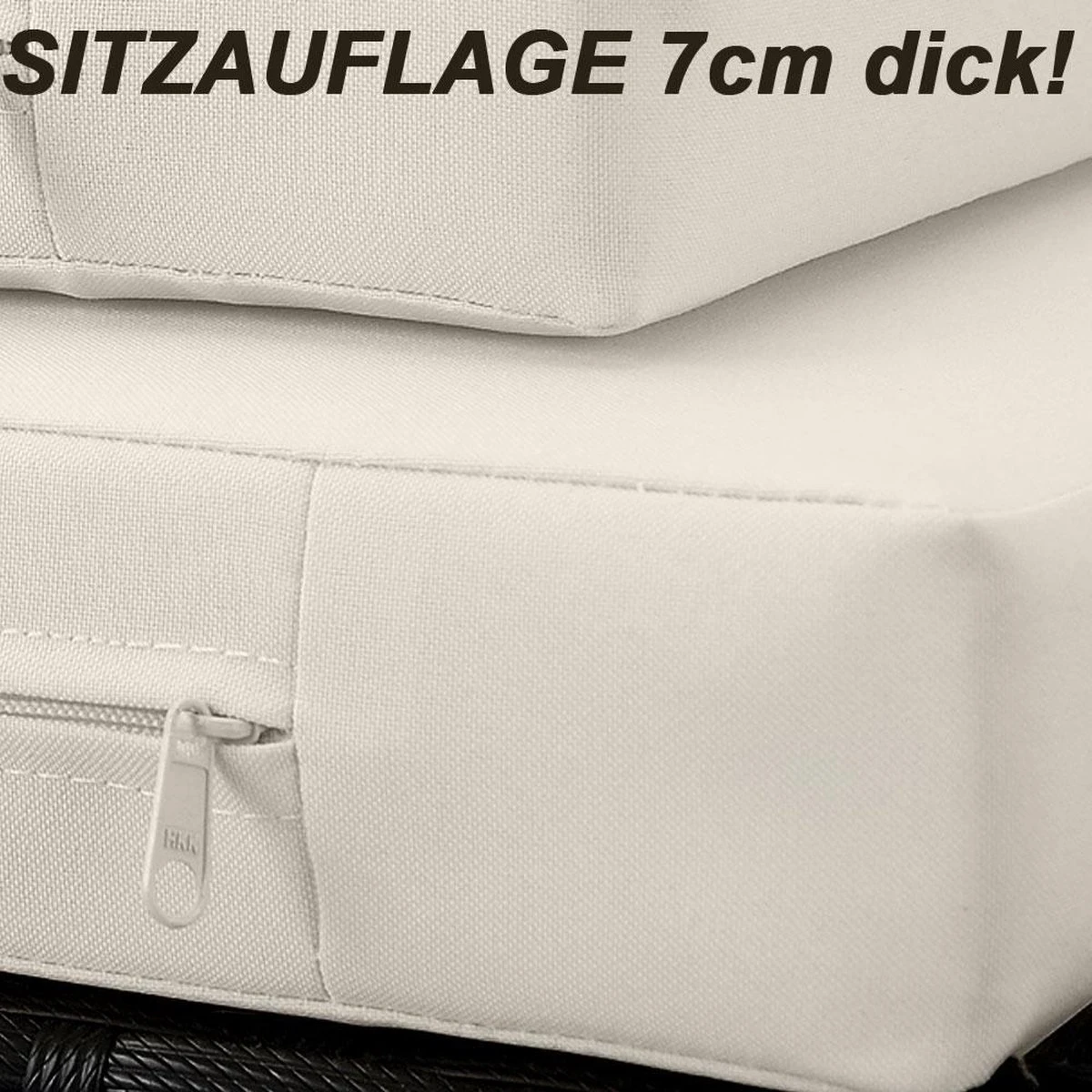 Casaria Polyrattan Zonne-Eiland Ø185cm – Incl. Kussens - Zwart Crème - Afbeelding 16