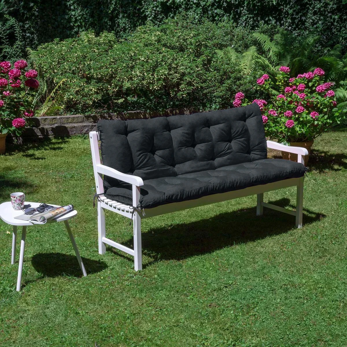 Beautissu Tuinbank Kussen Flair BR - Kussens Voor Tuinmeubelen 120 X 50 X 50 Cm Grafiet Grijs - Zitkussen En Rugkussen - Afbeelding 3