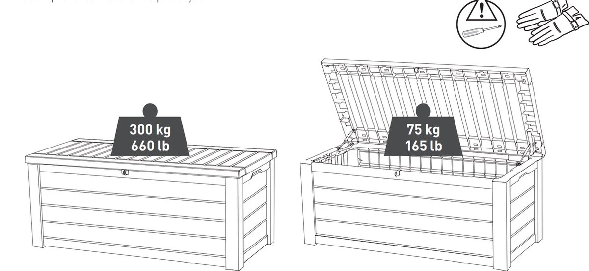 Keter Westwood Opbergbox - 570 L - 155x72.4x64.4 Cm - Grafiet - Afbeelding 2