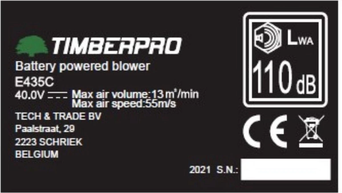 TIMBERPRO - Bladblazer Elektrisch 40V, ZEER Krachtig (incl. 4A Batterij En Incl. Lader) - Afbeelding 5
