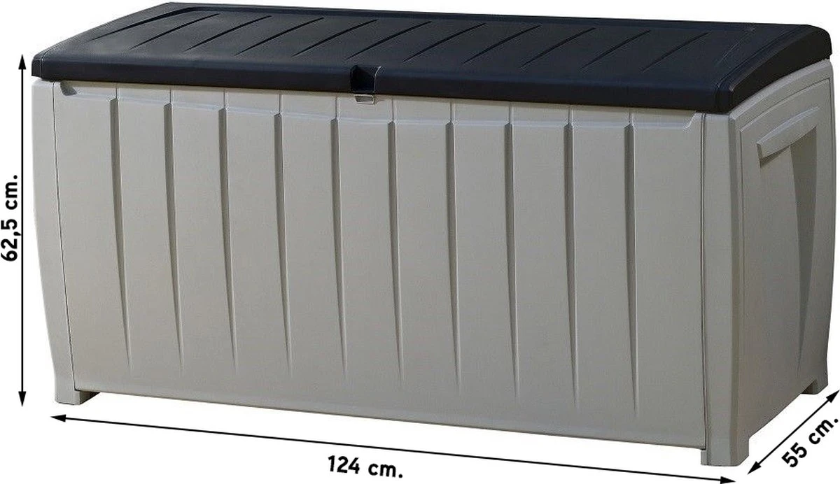 Keter Novel Opbergbox - 340L - 124x55x62.5cm - Grijs - Afbeelding 12