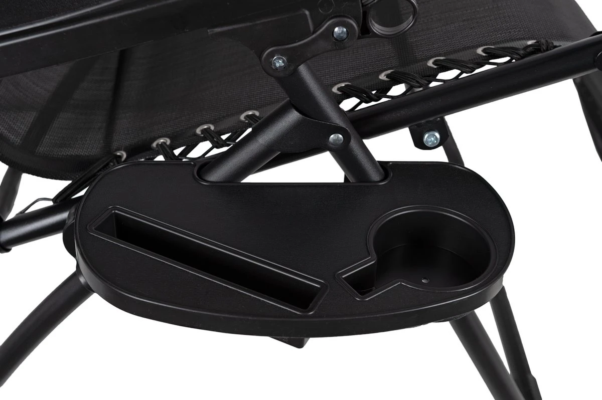 Luxe Ligstoel Met Hoofdsteun & Voetsteun - Verstelbare Rugleuning - Zonnebed Relaxstoel Voor Tuin/Terras/Strand/Balkon/Zwembad/Camping - Inklapbaar - Weerbestendig - Zwart - Afbeelding 5