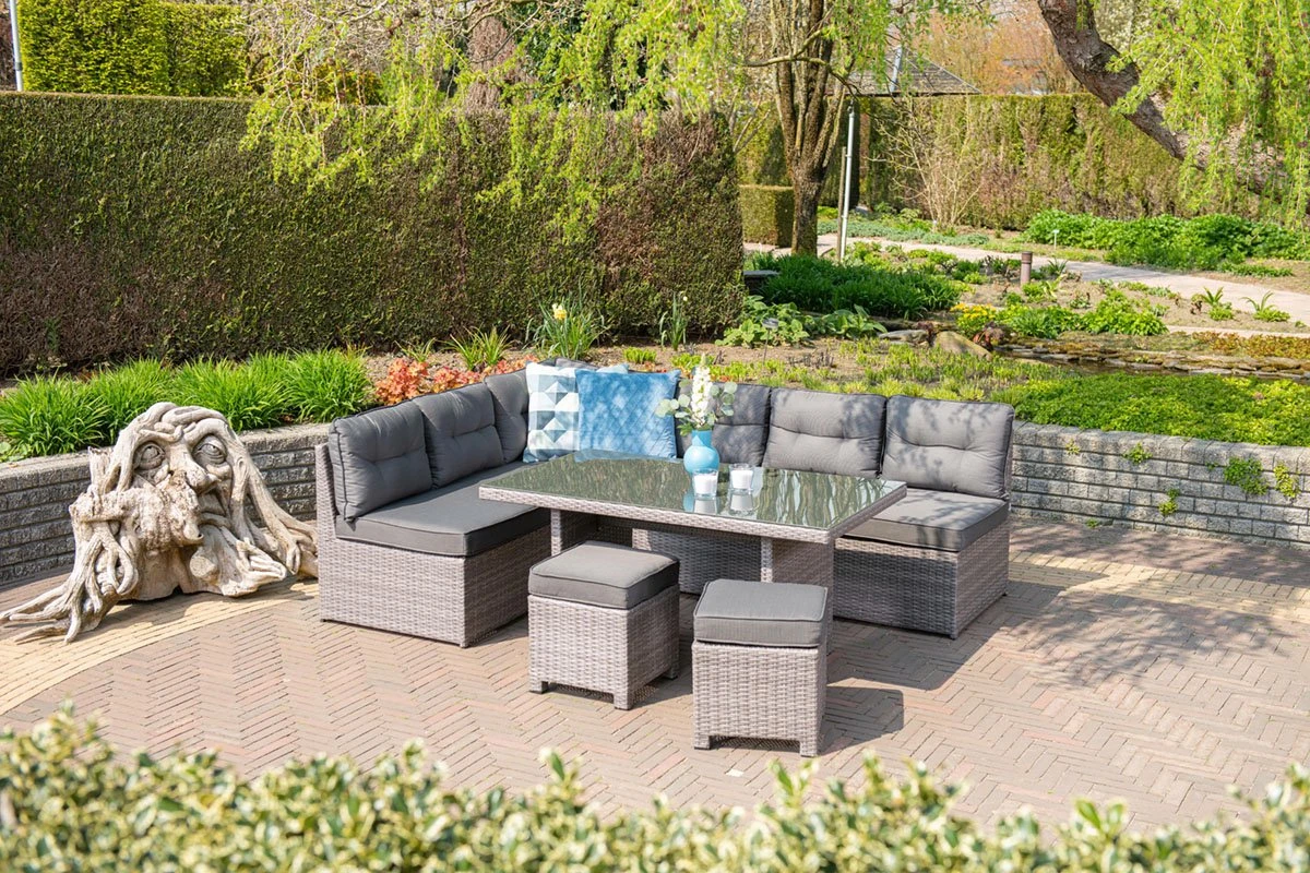 Garden Impressions Lapa Lounge Dining Set 5-delig - Wicker - Grijs - Afbeelding 5