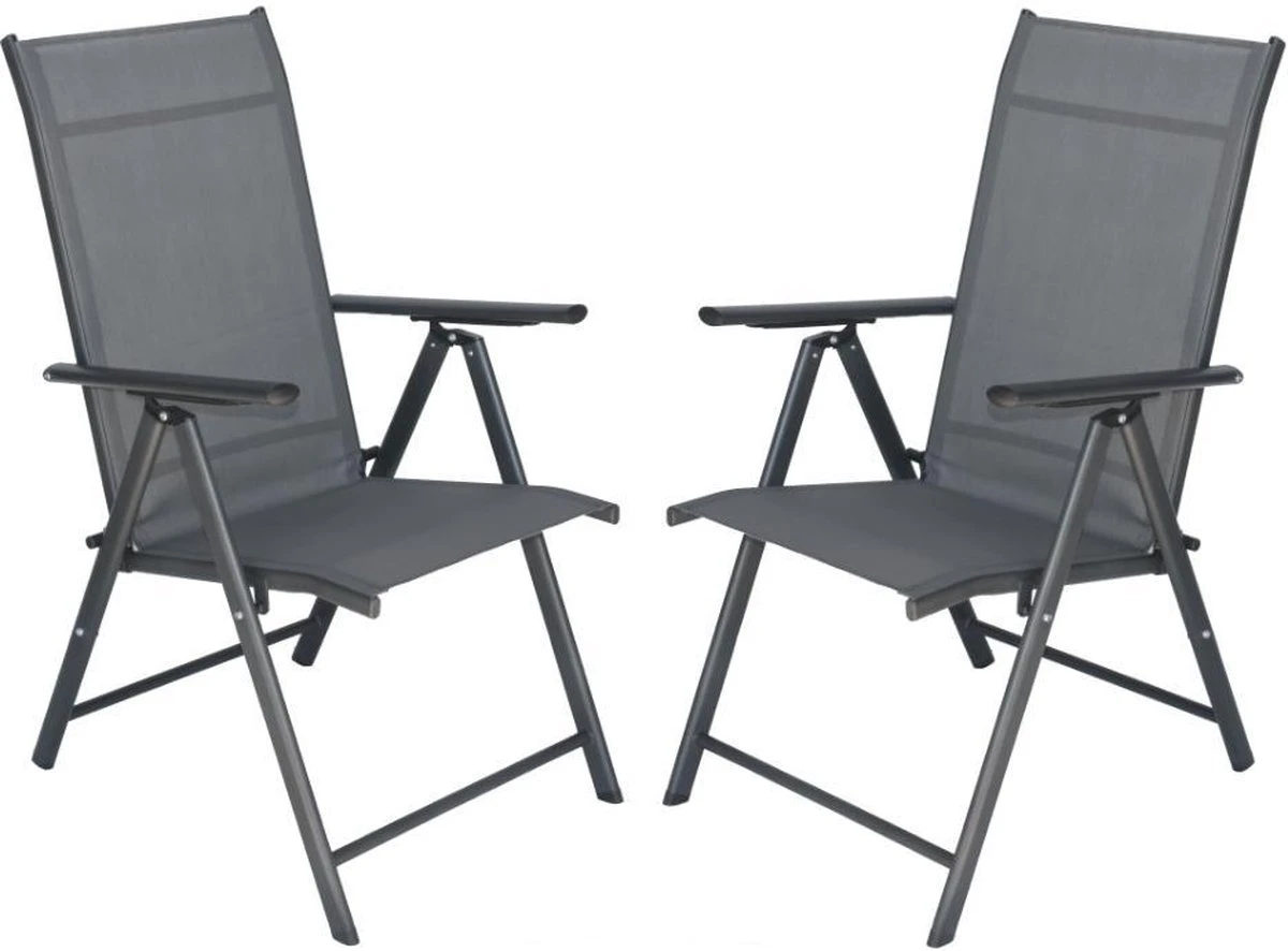 Tuinstoelen Met 7 Standen, Set Van 2 Stuks Grijs