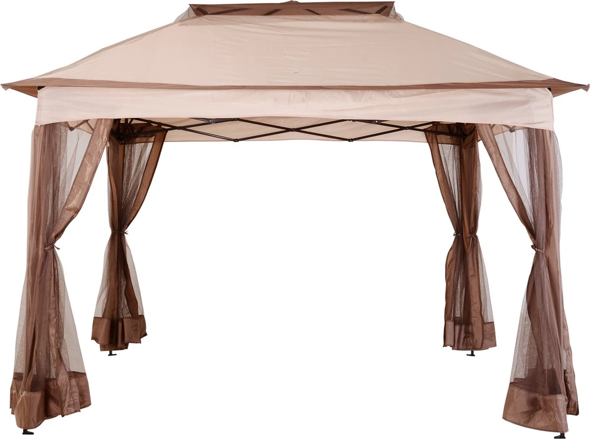 Outsunny Paviljoen Met Zijwanden Partytent Tuintent Popup 3,25 X 3,25 M Khaki 840-166 - Afbeelding 5