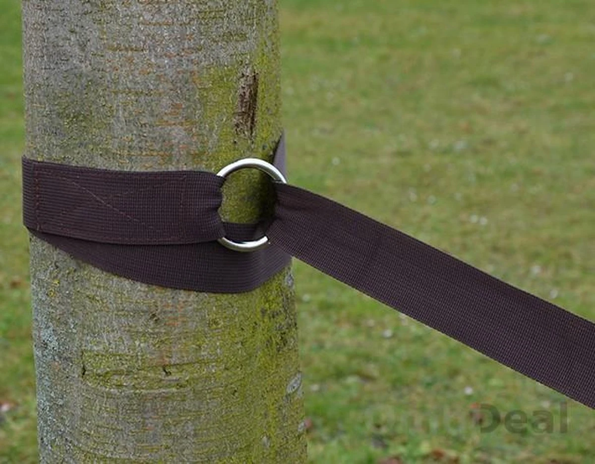 Ophangset Voor Hangmat - 2 Riemen 320x5cm - 250kg Bevestiging - Boom Ophanging Bruin - Afbeelding 4