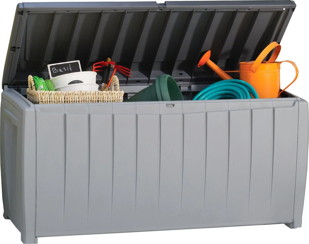 Keter Novel Opbergbox - 340L - 124x55x62.5cm - Grijs - Afbeelding 4