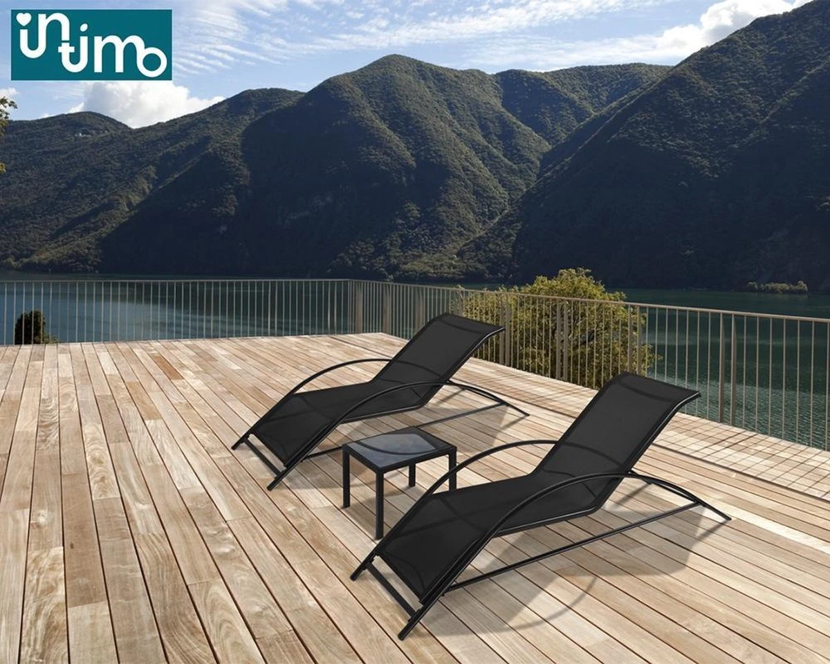 Intimo Ligbeddenset + Tafel - Zwart - 163x60x65/45x45x40 - Afbeelding 7