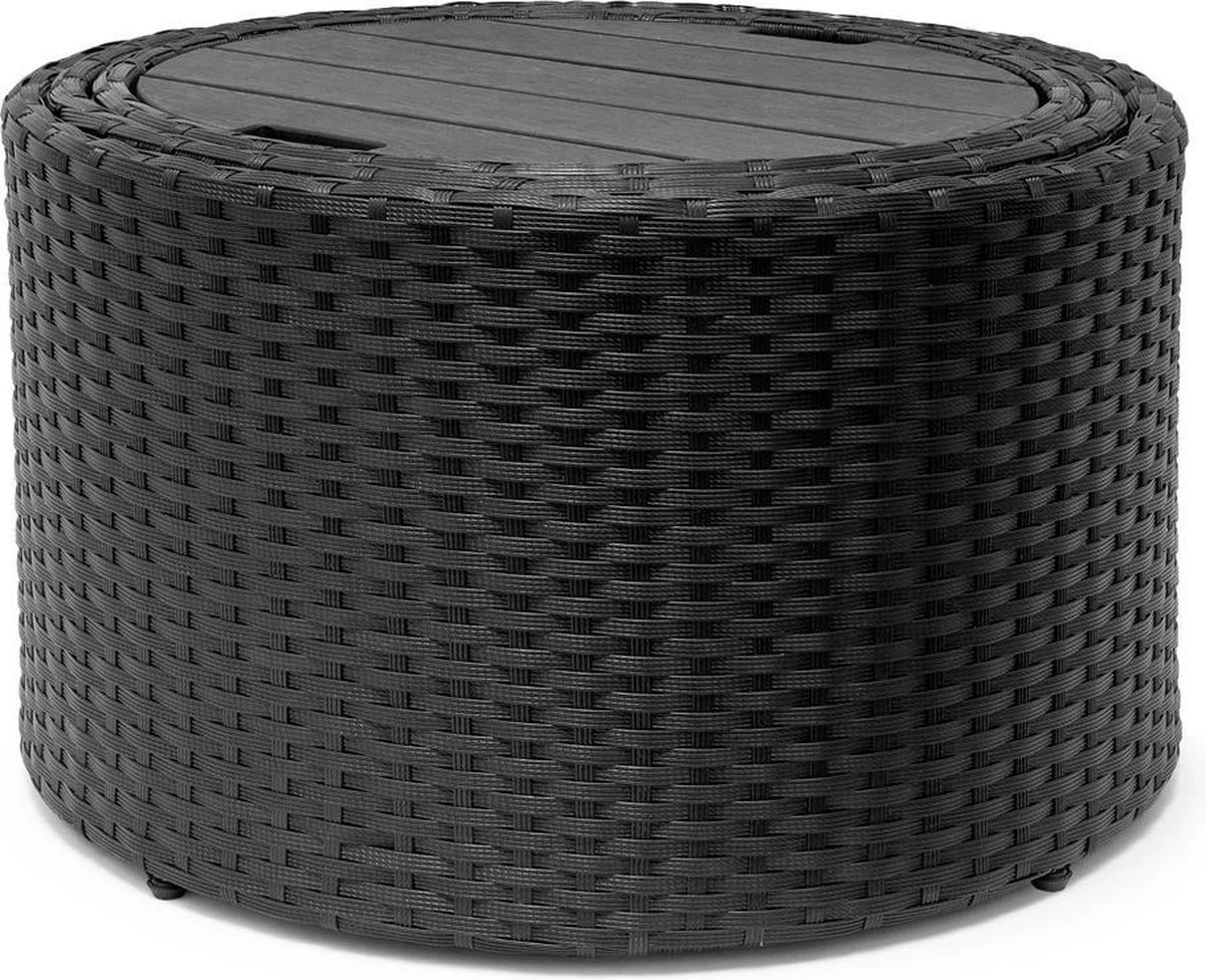 Casaria Polyrattan Zonne-Eiland Ø185cm – Incl. Kussens - Zwart Crème - Afbeelding 3