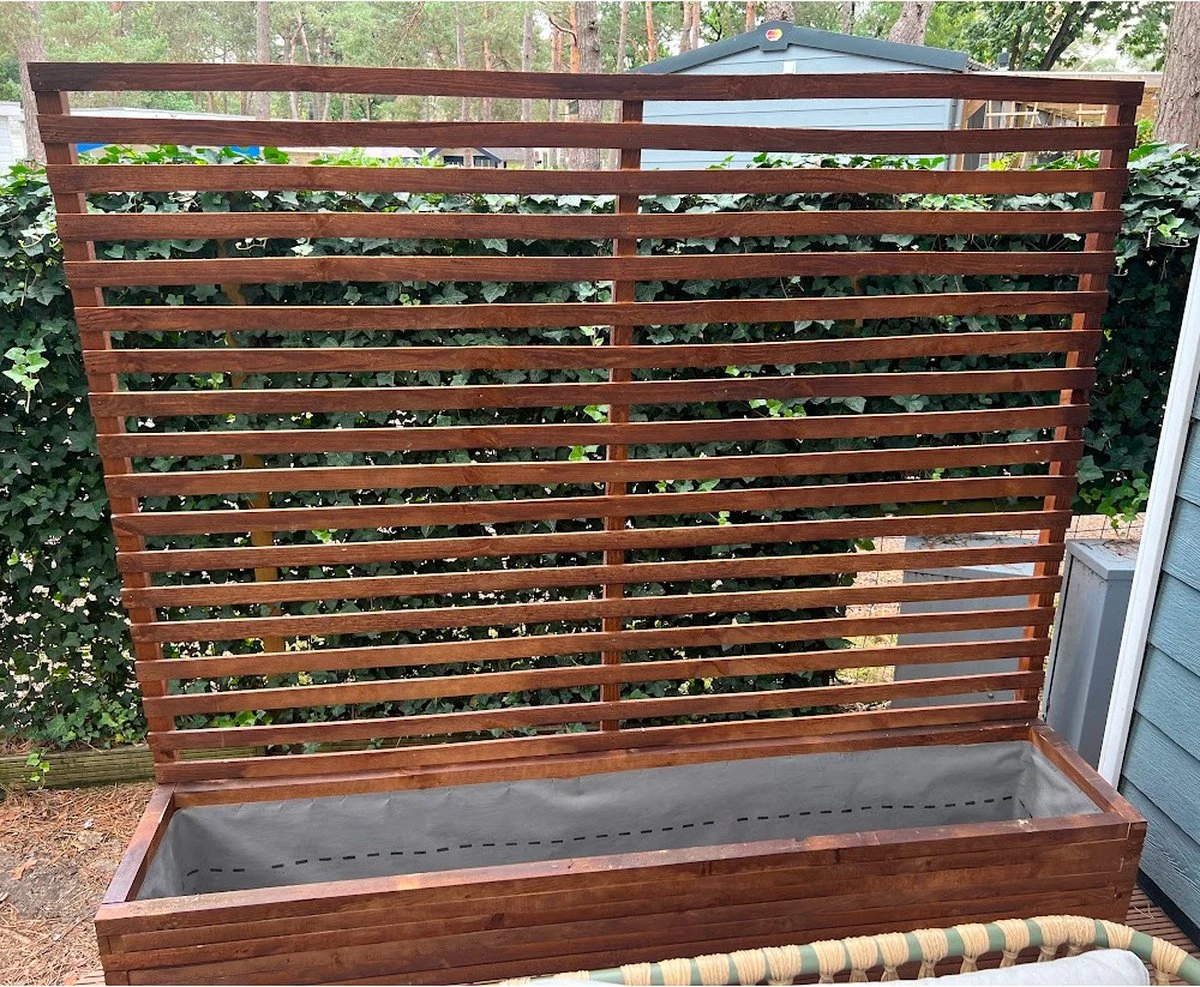 AMISHOUT - Plantenbak Met Klimrek 200x40x40 (180) Cm - Bruin - Afbeelding 2