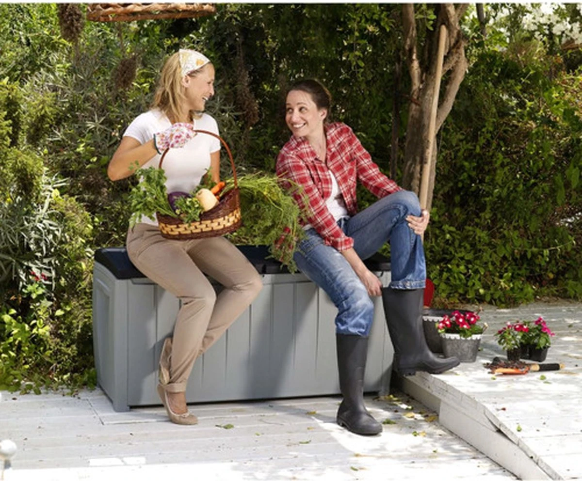 Keter Novel Opbergbox - 340L - 124x55x62.5cm - Grijs - Afbeelding 7