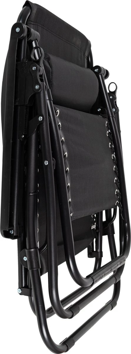 Luxe Ligstoel Met Hoofdsteun & Voetsteun - Verstelbare Rugleuning - Zonnebed Relaxstoel Voor Tuin/Terras/Strand/Balkon/Zwembad/Camping - Inklapbaar - Weerbestendig - Zwart - Afbeelding 6