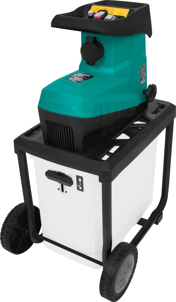 VONROC Stille Hakselaar/Shredder 2800W – Voor Takken Tot Ø45mm – Incl. 60L Opvangbak & Duwstok - Afbeelding 7
