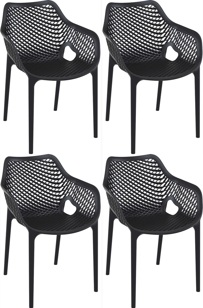 Air XL Stapelbare Tuinstoel Set Van 4 Stuks - Zwart - Afbeelding 2