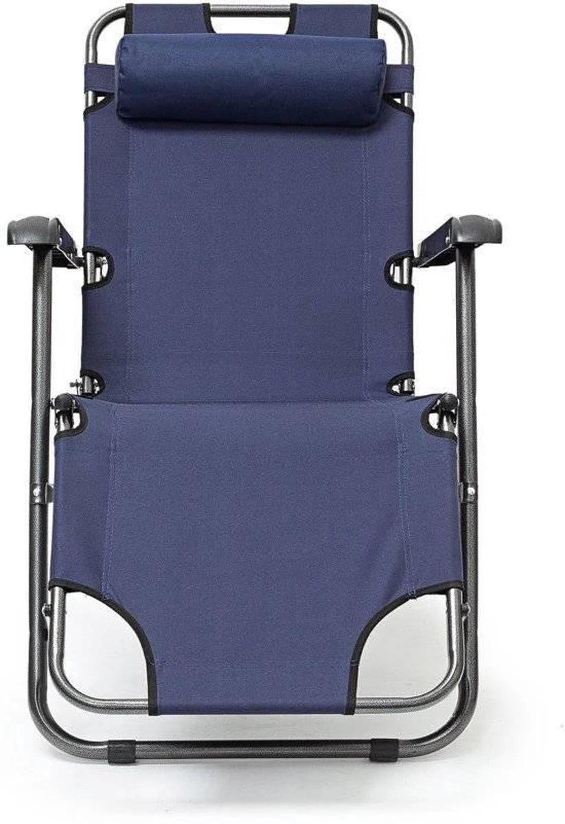 Relaxdays Ligstoel Inklapbaar - Ligbed Met Hoofdsteun - Strandstoel Verstelbaar - Camping - Donkerblauwe - Afbeelding 9