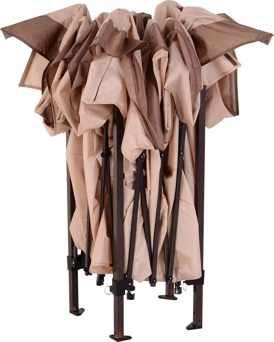 Outsunny Paviljoen Met Zijwanden Partytent Tuintent Popup 3,25 X 3,25 M Khaki 840-166 - Afbeelding 2