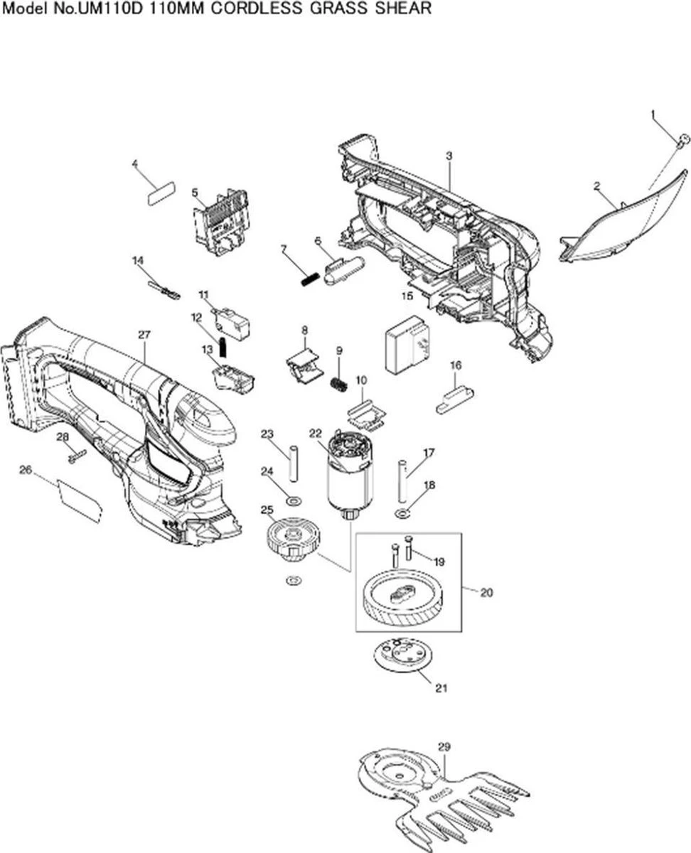 Makita Accu Grasschaar En Buxusschaar UM110DWYX - Afbeelding 3