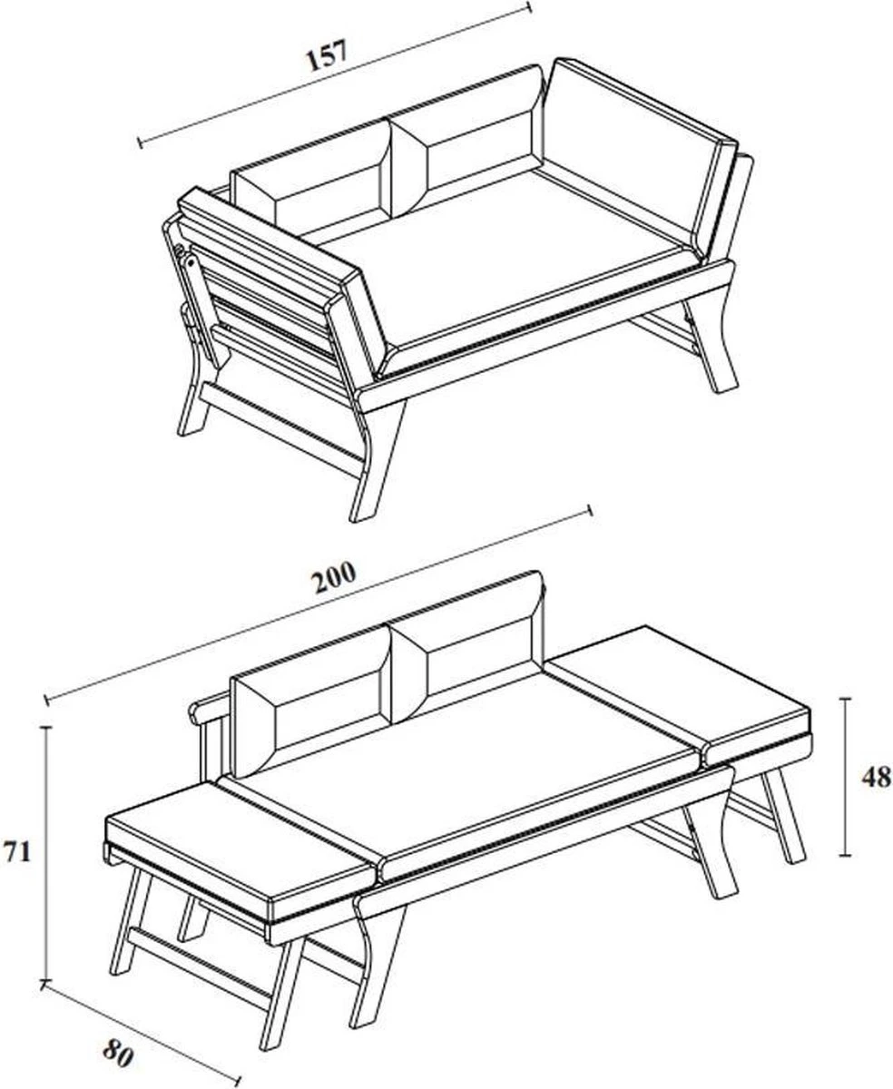 Loungebank Tuin FSC Antraciet – Makkelijk Verstelbaar Lounge Bank Balkon – Tuinbank Lounge Hardhout FSC – Perfecthomeshop - Afbeelding 7